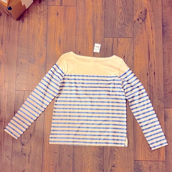 JCREW Women’s Blue shimmer Striped Long Sleeve Shirt NWT - Picture 3 of 4